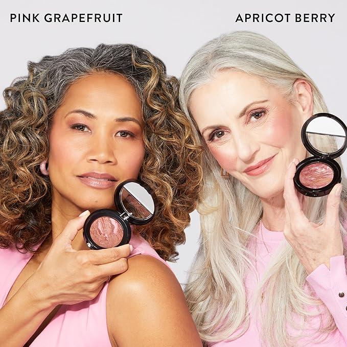 LAURA GELLER NEW YORK Baked Blush-n-Brighten Marbleized Blush - Pink Grapefruit Creamy Lightweight Satin Finish