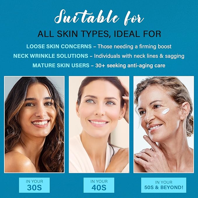 Tighten and Lift Neck Cream: Instant Face Lift Cream - 6-in-1 Anti-Aging Face Moisturizer for Anti-Wrinkle, Firm - Collagen, Retinol, Peptides & Hyaluronic Acid Neck Firming Cream for Skin Care