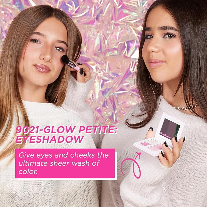 Petite 'n Pretty "Amazon Exclusive" Glow Basics Natural Makeup Starter Gift Set for Kids, Tweens & Teens for Eyes, Cheeks & Lips- Clean, Non Toxic