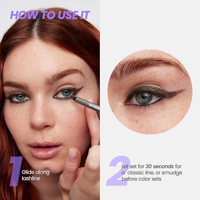 Wonderskin Eyeliner Pencil, 1440 Longwear Brown Eyeliner Pencil - Waterproof, Sharpenable & Smudge Proof