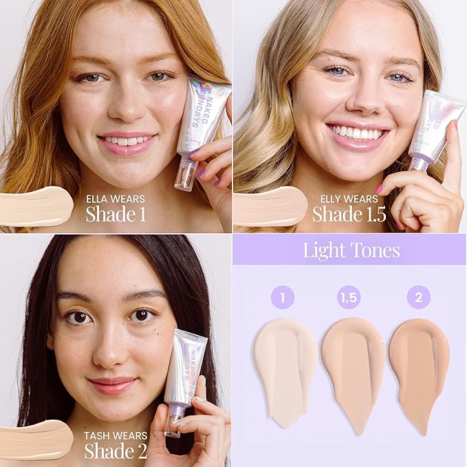 Naked Sundays BeautyScreen™ SPF 50 Mineral Peptide Foundation Tint – 2-in-1 Skin Tint & Mineral Sunscreen | Radiant, Buildable Coverage, Acne-Safe, Infused with Peptides (1.5 Fair Cool, 1.01 Fl Oz)