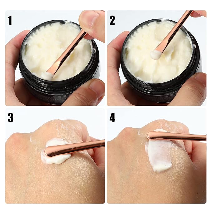 VOCOSTE 4 Pcs Makeup Spatula Mini Spoon, Eye Cream Massage Sticks Beauty Scoop, for Facial Cosmetic Face Cream, Zinc Alloy 2.32"x0.30", Gold Tone