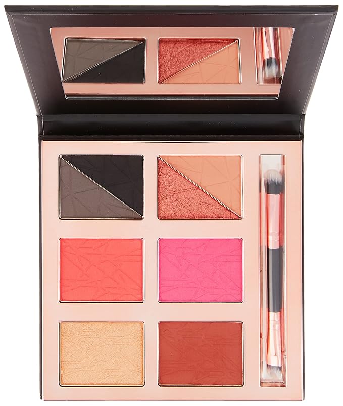 Luxe Light & Loaded Multi-Use Palette | 4-in-1, Eyeshadow, Blush, Contour, Highlight | Mix colors for Custom Blends | Includes Mirror and Dual Brush