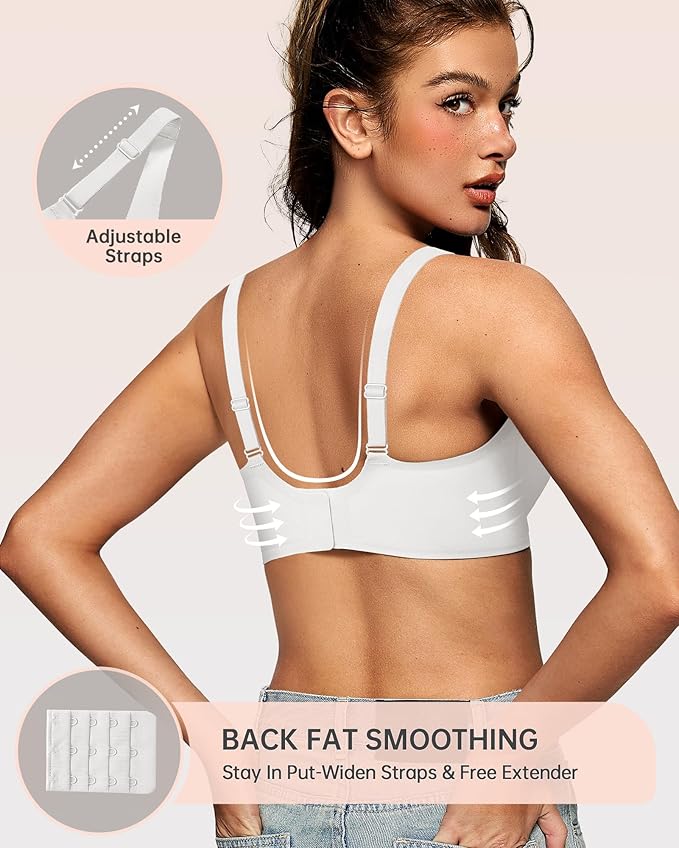 OEAK Womens Deep V Bras Wireless Comfortable Bra Supportive No Underwire Bras Tshirt Push Up Bralettes Plunge Seamless Bra