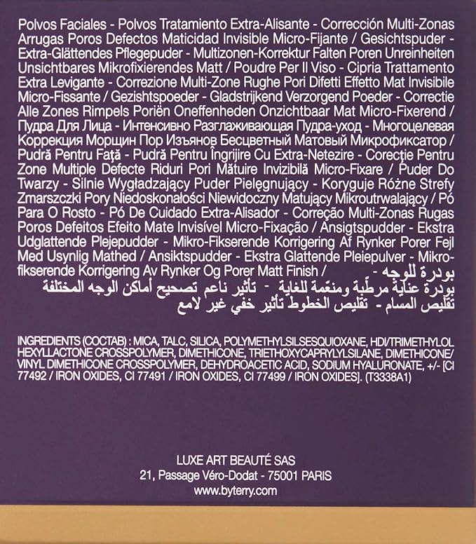 By Terry Hyaluronic Tinted Hydra-Powder, Non-Drying Loose Face Setting Powder, Blur Imperfections & Mattify, Dark, 0.35 oz