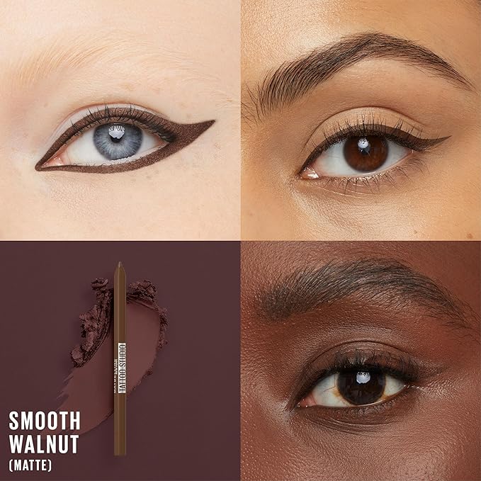 Maybelline TattooStudio Long-Lasting Sharpenable Eyeliner Pencil, Glide on Smooth Gel Pigments with 36 Hour Wear, Waterproof, Smooth Walnut, 1 Count
