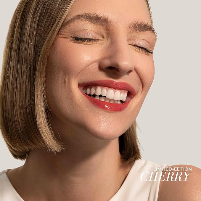 FITGLOW Beauty Lip Colour Serum | Hydrating Lip Gloss | Plumping Anti-Aging Lip Treatment | Natural Shine with Pomegranate Sterols & Collagen | Buildable Color for Dry Chapped Lips | Cherry - 10g