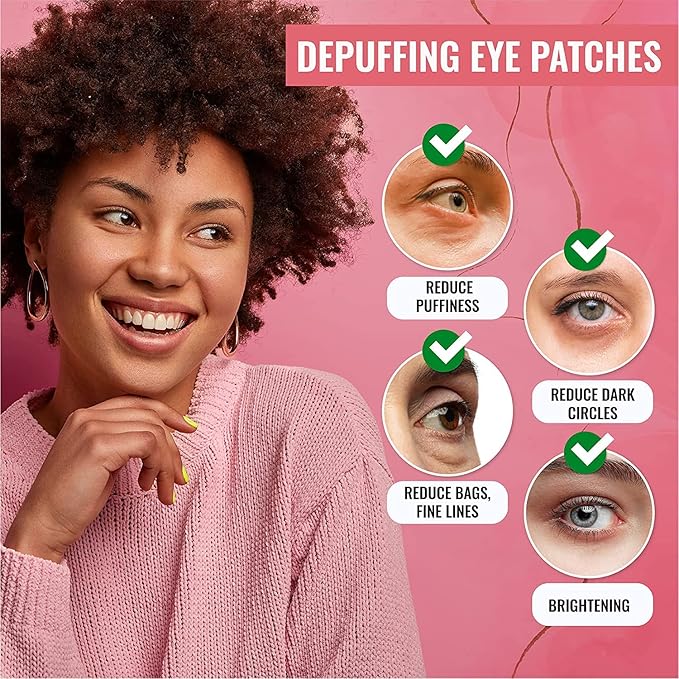 Under Eye Mask for Dark Circles, Puffiness and Eye Bags with Rose (60 Patches), Anti-Wrinkle for Puffy Eyes, Eye Masks with Hyaluronic Acid and Collagen Hydrogel Eye Gel Pads, Premium Korean Skincare