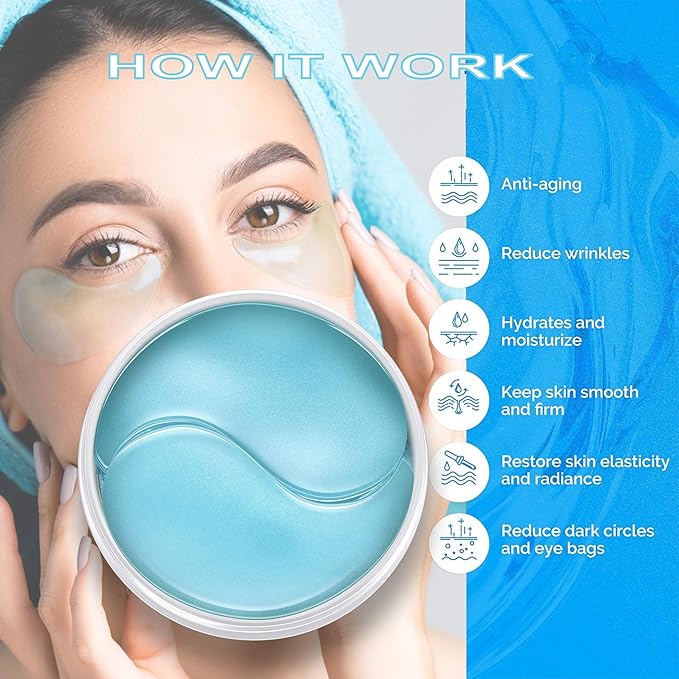 CCbeauty Under Eye Patches for Dark Circles and Puffiness - Hyaluronic Acid Under Eye Mask with Collagen for Wrinkles, Hydrating Eye Masks Skincare for Dry Eye & Eye Bags, 30 Pairs