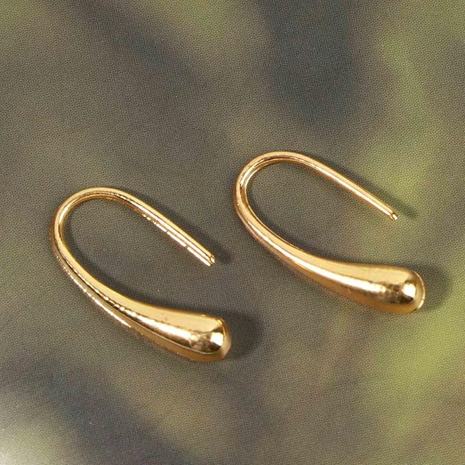Water Tear Drop Earrings Abstract Droplet Hoop Earrings Gold Hook Threader Earrings Minimalist Drop Dangle Earrings Jewelry for Women and Girls Gifts