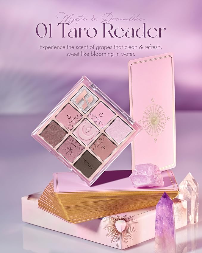 HOLIKA HOLIKA My Fave Mood 09 Taro Reader - 9 Colors Eye Palette - Pink & Purple Shades, Ideal for Cool-Tone Skin - Matte Shimmer Eyeshadow Kit - Multipurpose for Blusher - Flawless Finish, Soft