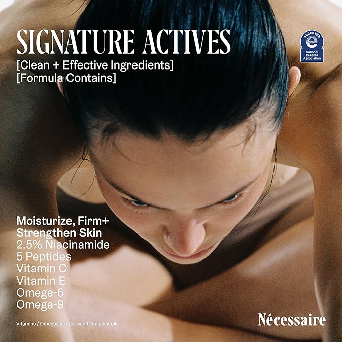 Nécessaire The Body Lotion – Fragrance-Free Hydrating Body Moisturizer with 5 Peptides, Niacinamide, Vitamins C/E, Omega-6/9 – Lightweight, Non-Greasy Lotion for Sensitive Skin – 6.8 oz