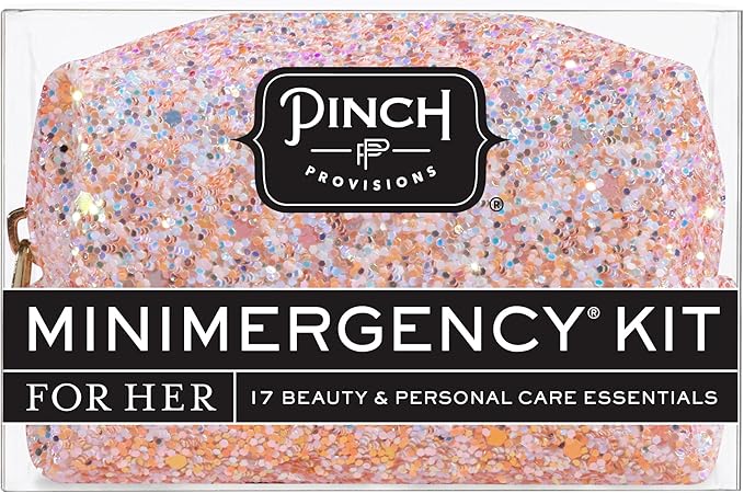 Pinch Provisions Rosé Minimergency Kit, includes 17 Travel-Sized Cosmetic Essentials, Convenient for Purses, Emergency Beauty Accessories, Gifts for Holiday’s & Birthday’s