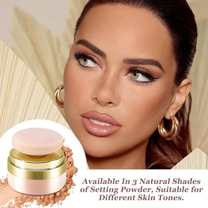 Boobeen Setting Powder, Lightweight Oil Control Loose Setting Powder, Full Coverage Finishing Powder For a Matte Flawless Look, Pressed Face Powder Makeup to Reduce Shine, Long Lasting
