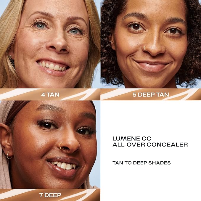 Lumene Under Eye Concealer - CC All-Over Hydrating Concealer with Medium Coverage - Multi-Tasking Under Eye Makeup Infused with Hyaluronic Acid with a Skin-Like Finish - 7 Deep (0.3 fl oz)
