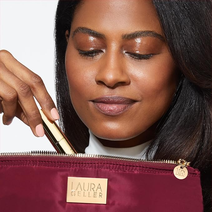 LAURA GELLER NEW YORK Quilted Makeup Bag with Brush Case, Burgundy - Toiletry Bag Organizer for Travel - Large Capacity Full Size Makeup Bag - Easy to Clean