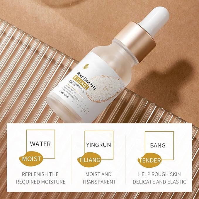 Rice Skin Care Sets, 5Pcs Face Care Set for Women, Moisturize Skin, Smooth Wrinkles & Fine Lines, Improve Skin, Hydrating Skin Care Routine Set with Rice Extract Face Serum, Mask, Cleanser, Eye Cream