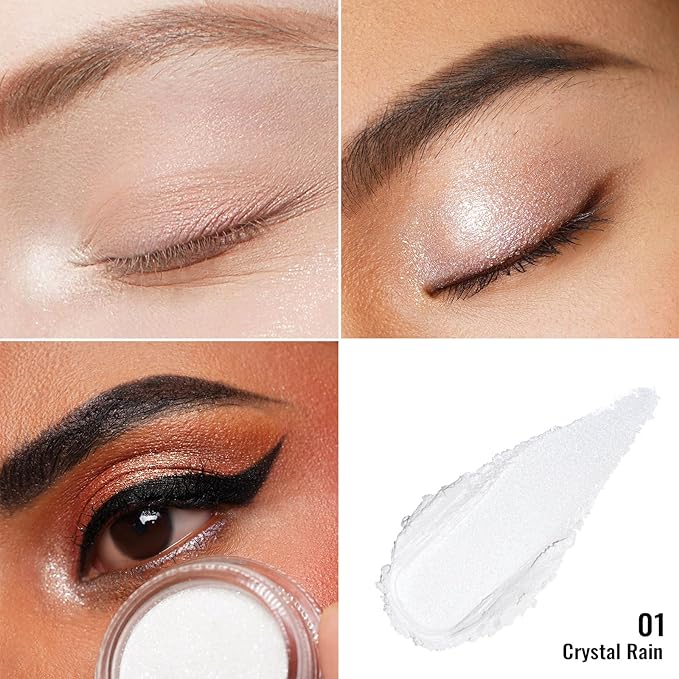 Oulac Cream Eyeshadow also for Highlighter Large Capacity Highly Pigmented Eye Shadow Waterproof &Long Lasting with Moisturizing Formula, Shimmer Glitter Eye Makeup. 6g 01+02