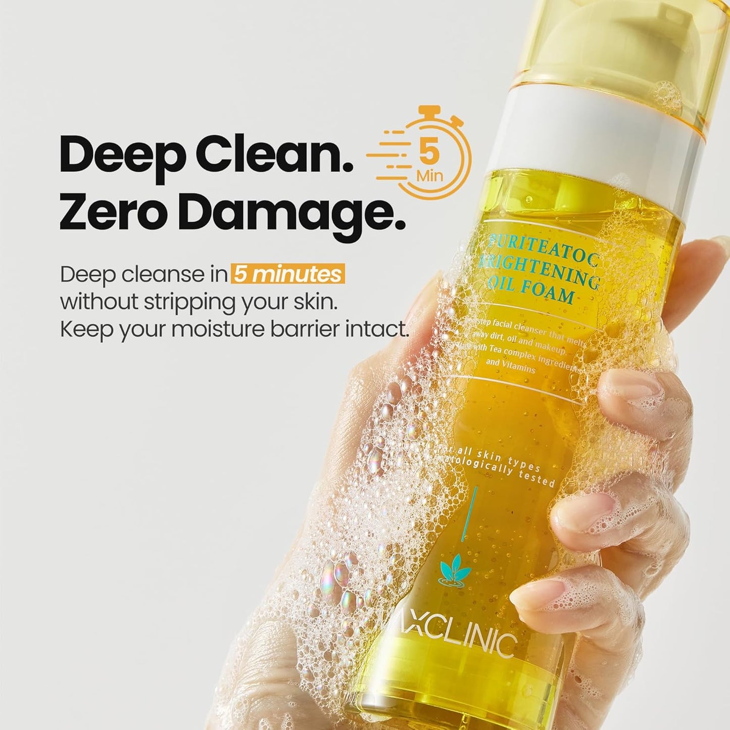 [K-Beauty] PuriteaToc Oil to Foam - All-in-One Korean Face Wash OilBased Foaming Facial Cleanser - Deeply Hydrating & Moisturizing Makeup Deep Cleansing Oil for Dull Skin (3.88 fl oz)