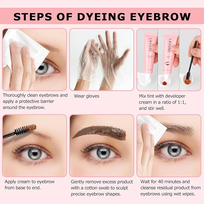 Eyebrow Color Kit with Brow Color & Eyebrow Pencil, 2-in-1 Natural Effects Eyebrow Makeup Set, Easy & Safe to Use 10ml - Soft Brown