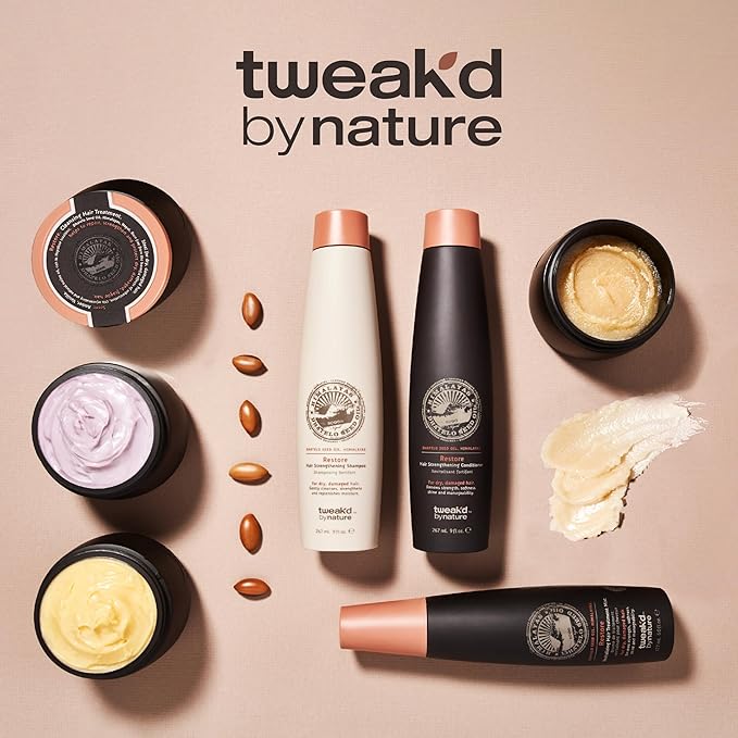 Tweak’d by Nature - Restore Cleansing Hair Treatment, Hair Mask for Damaged Hair, 5-in-1, Strengthens and Nourishes Dry Hair for Silky and Soft Feel, Cruelty Free (8 ounces)
