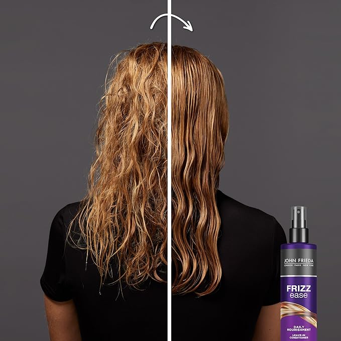 John Frieda Frizz Ease Daily Nourishment Leave-In Conditioner, Detangles Frizzy, Damaged Hair, Reduces Breakage, Protects Against Heat, with Vitamins A, C, E & Green Tea Extract, 8 Oz