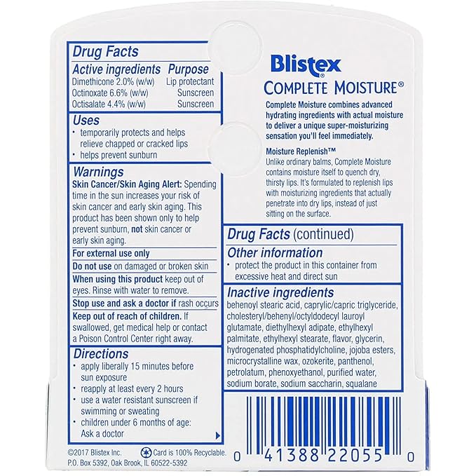 Blistex Complete Moisture, .15-Ounce Tubes (Pack of 3)