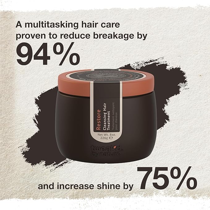 Tweak’d by Nature - Restore Cleansing Hair Treatment, Hair Mask for Damaged Hair, 5-in-1, Strengthens and Nourishes Dry Hair for Silky and Soft Feel, Cruelty Free (8 ounces)