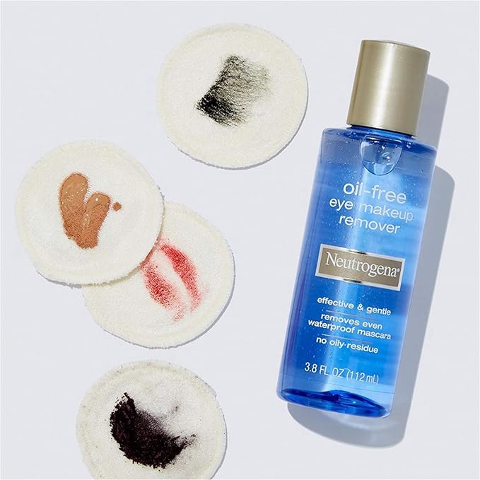 Neutrogena Gentle Oil-Free Eye Makeup Remover & Cleanser for Sensitive Eyes, Non-Greasy Makeup Remover, Removes Waterproof Mascara, Dermatologist & Ophthalmologist Tested, 5.5 fl. oz, 3 Pack
