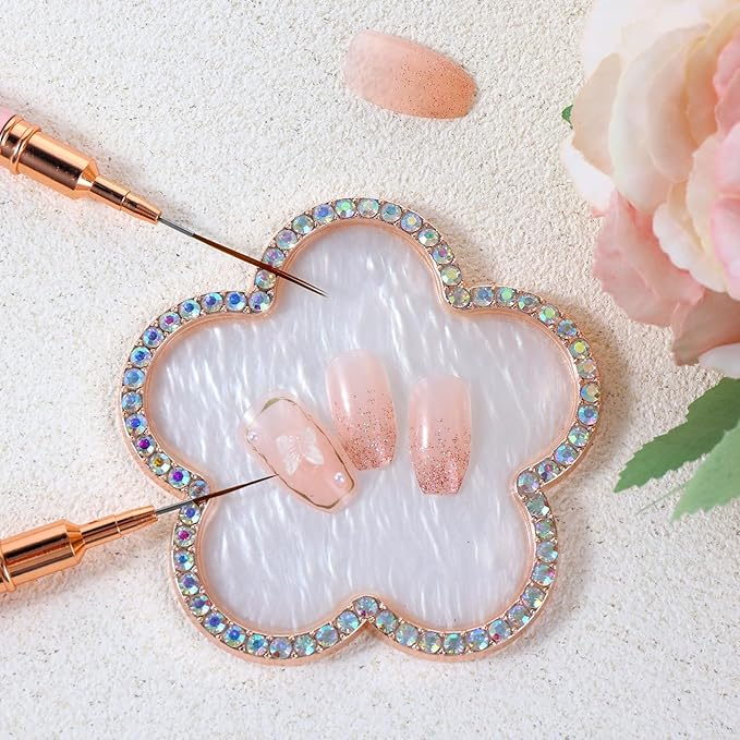 Resin Nail Art Palette Gold Edge Nail Holder Heart Shaped Color Makeup Foundation Mixing Tools Display Board Gel Nail Art Color Mixing Palette Painting Tray Manicure Tool (Colorful)