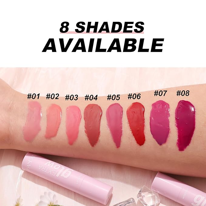 MUESCHER Glow Lip Balm Plumping Moisturizing Lip Balm For Dry Cracked Lips, Moisturizer Nourishing Lip Balm Lip Care Vegan Tinted Lip Balm, Dewy Glassy Lip Balm Shine Lips Plumper Jelly Lipstick(05#)