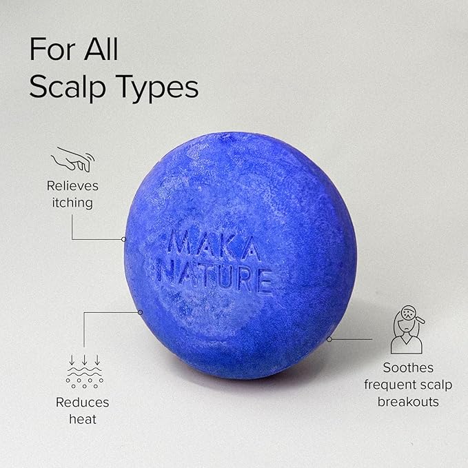 Maka Nature Low-Carbon Shampoo Bar | Korean K-Beauty Haircare with Natural Ingredients for Scalp & Hair Types | Vegan, Eco-Friendly, pH balanced, 3.35oz (Cooling)