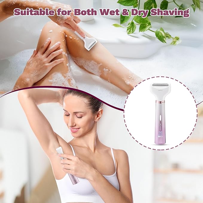 Electric Razors Shaver for Women, 5 in 1 Bikini Trimmer for Women, Wet/Dry Womens Electric Razor Shavers, Face Razor for Face Nose Eyebrow Arms Armpit Legs Pubic Area, Facial Hair Removal