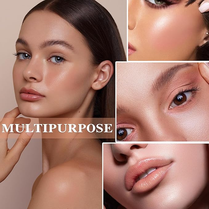 Cream Blush Stick with Brush and Makeup Sponge,Waterproof Multi Cream Makeup Stick,Lightweight,Long-lasting,2 in 1 Multi Blush for Cheeks & Lip Tint & Eyeshadow Q