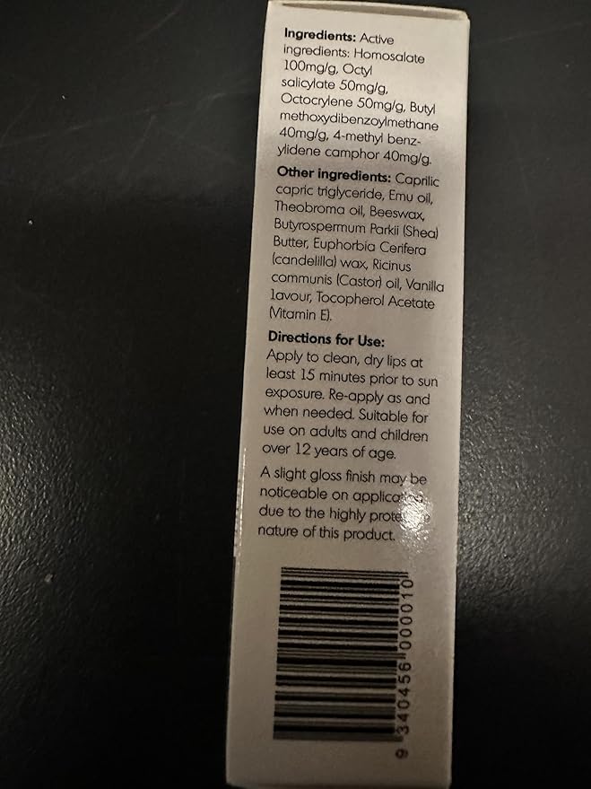 Emu Oil Moisturizing Lip Balm - Hydrating Lip Balm with Extreme SPF50+ Sun Protection - 4-Hour Water Resistant, Fortified with Vitamin E, Amino Acids & Omega 3, 6 & 9 - Y-Not Natural, 15g Stick