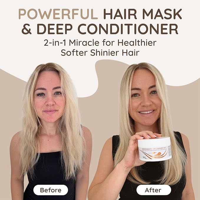 VITAMINS hair cosmetics Keratin Hair Mask - Deep Repair Conditioner with Biotin & Castor Oil - For Damaged, Dry, Curly, Straight, Thin & Fine Hair - Intense Collagen Protein Treatment