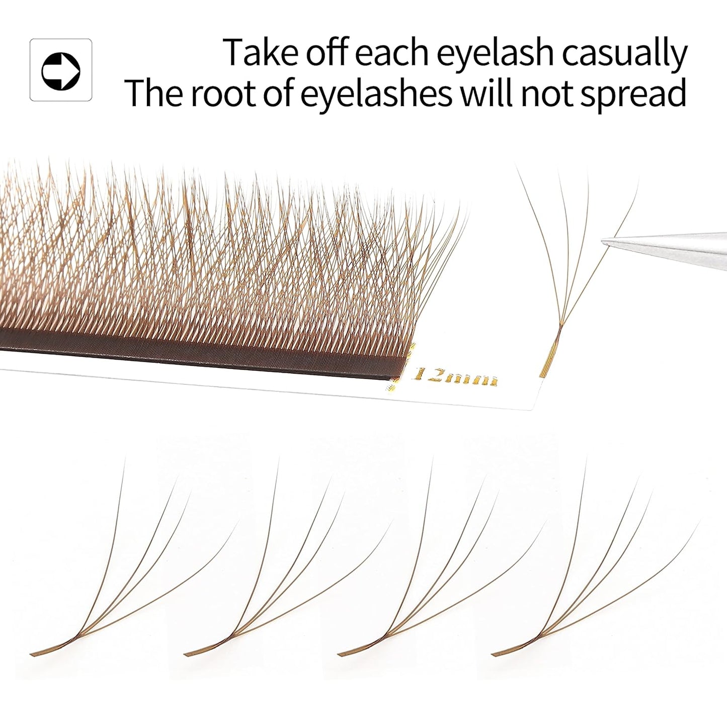 Lash Extensions Brown 4D W Eyelash Extensions W Shape 0.07mm Thickness C Curl 11mm Premade Fans Lashes Colored Lash Extension Volume Lashes Individual Lashes(W-Brown-4D-0.07-C,11mm)