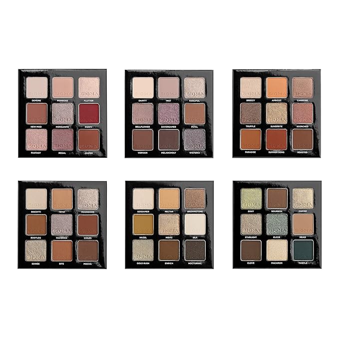 Sigma Beauty On-The-Go Eyeshadow Palette Set Includes 6 Eyeshadow Palettes