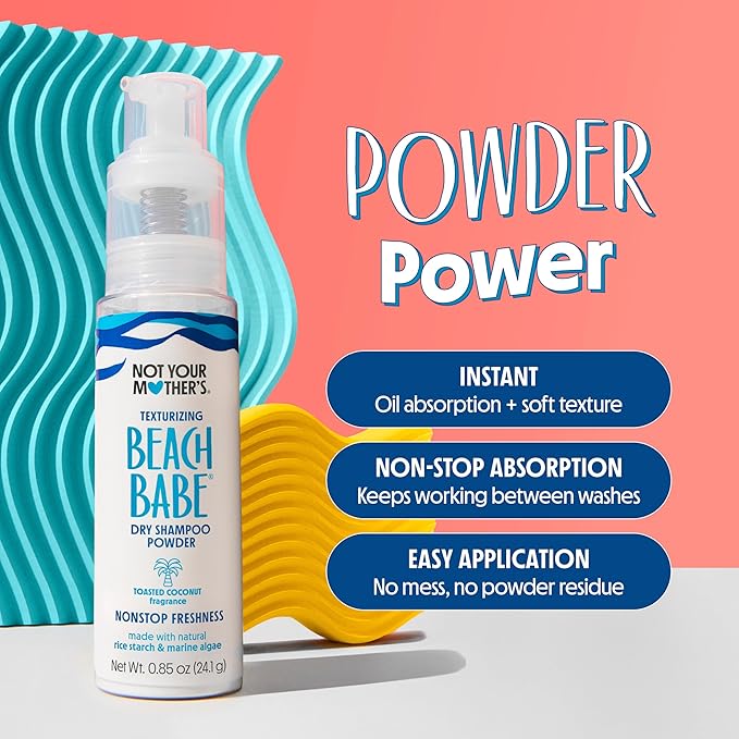 Not Your Mother's Beach Babe Texturizing Dry Shampoo Powder (2-Pack) - .85 oz Each - Instantly Absorbs Oil and Adds Soft, Touchable Texture for All Hair Types