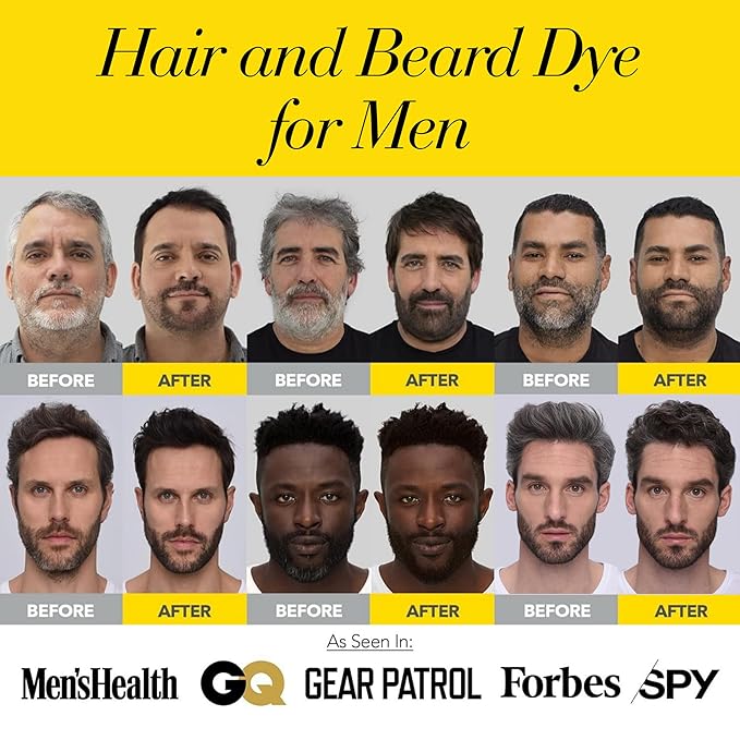 CLEVERMAN Black Hair & Beard Dye for Men, All-in-One Reusable Kit - Natural-Looking Gray Coverage, Professional-Quality, Ammonia-Free, 3.38 Fl Oz (1 Pack), Black, Suitable for Black Hair