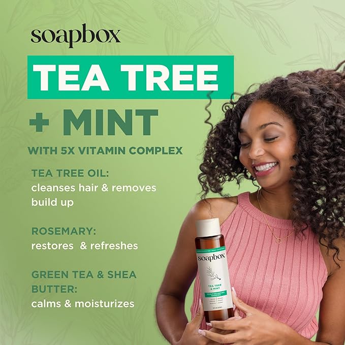 Soapbox Tea Tree Conditioner, Harsh Sulfate Free, Paraben Free, Silicone Free, Color Safe, and Vegan Hair Conditioner (33.8 Ounces)