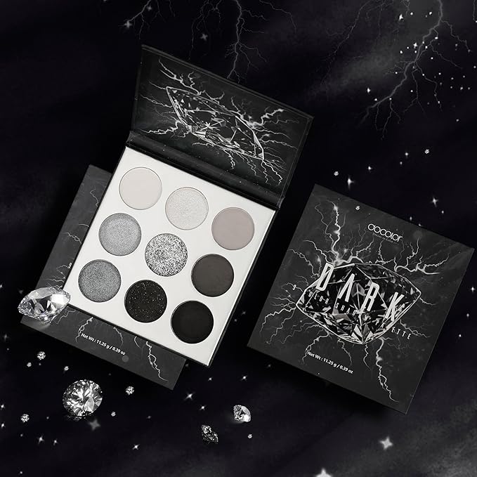 docolor Eyeshadow Palette 9 Colors Black Eyeshadow Gemstone Shadow Palette Highly Pigmented Mattes Shimmers Smokey Glitter Cream Colorful Powder Blendable Long Lasting Waterproof Makeup Palette