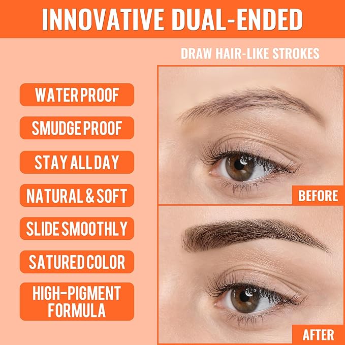 iMethod Eyebrow Pen - Eyebrow Pencil,2-in-1 Eyeliner Dual-Ended Microblading Eyebrow Pencil Long Lasting Waterproof Hair-Like Brow Pencil,with Eyebrow Brush,Eyebrow Pencils for Women,LightBrown