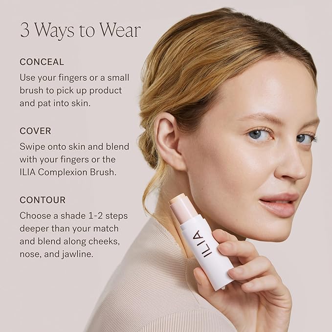 ILIA - Skin Rewind Complexion Stick - Foundation + Concealer + Skincare | Non-Toxic, Vegan, Cruelty-Free, Clean Makeup (29N - Batai, 0.35 oz | 10 g)