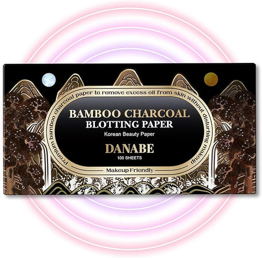 [KPOP Beauty] Makeup Friendly Oil Blotting Paper - DANABE Bamboo Charcoal Face Oil Blotting Sheets | Korean Skincare Oil Absorbing Sheets for Face (4x3.6 in.100 Large Sheets)