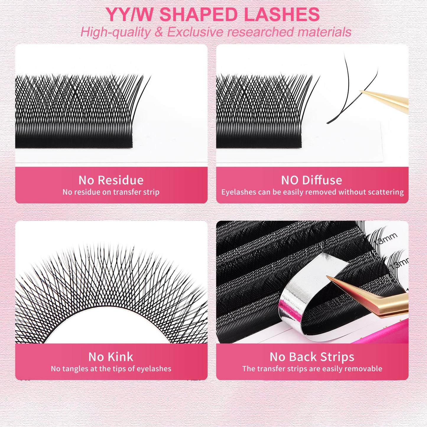 YY Lash Extensions Supplies Y Eyelash Extensions 0.07mm Thickness C Curl 11mm Premade Fans 4D Russian Volume Matte Black 12 Rows Crisscross Eye Lashes(YY-0.07-C,11mm)