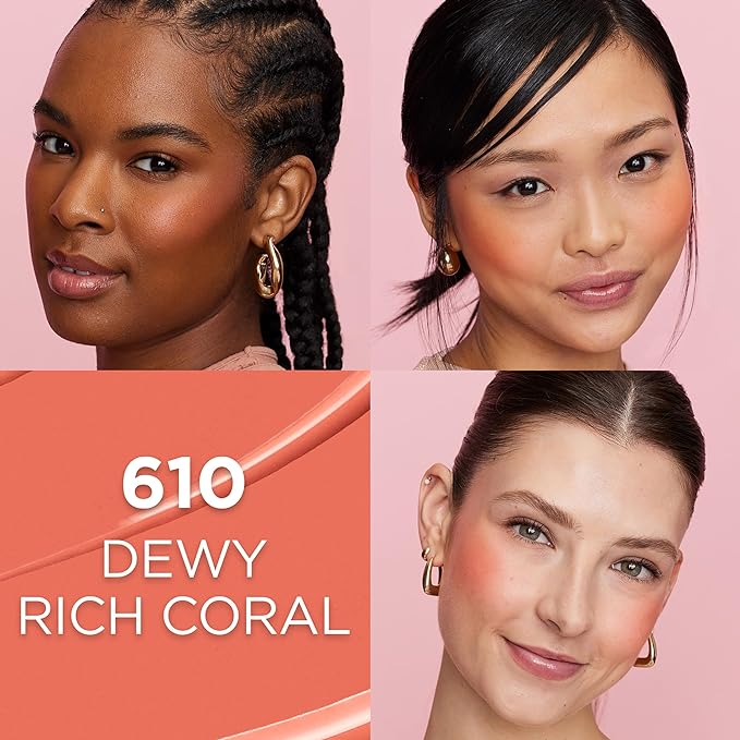 L'Oreal Paris True Match Lumi Le Liquid Blush, Intense Lightweight Blush Formula With Liquid Pigments, Dewy Rich Coral, 0.33 Fl Oz