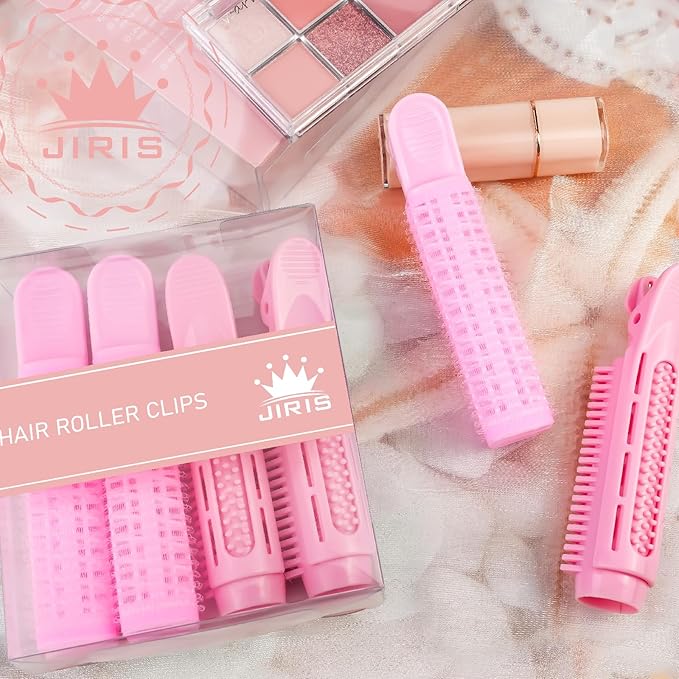4PCS Volumizing Hair Clips for Root Lift & Volume - Instant Bangs Roller Clips for Effortless Curls & Lift - Velcro Rollers For Hair - Hair Rollers For Women - Pink