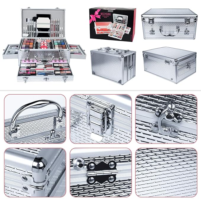 All-in-one Holiday Make up Gift Set | Makeup Kit for Women Full Kit Essential Starter Bundle Include Eyeshadow Palette Lipstick Blush Foundation Concealer Face Powder Mascara Lipgloss Brush