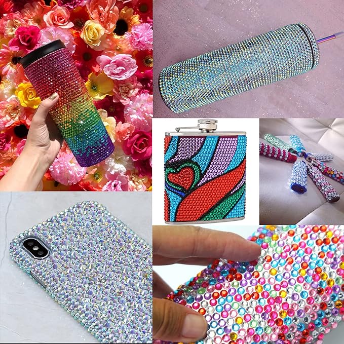 Flat Back Rhinestone Kits Colorful Rhinestones+Crystal AB Gems With Picker Pencil And Tweezer For Home DIY And Professional Nail Art